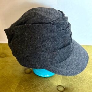 NEWSBOY CAP CHARCOAL GREY RUCHED HAT FABRIC WRAP OSFM